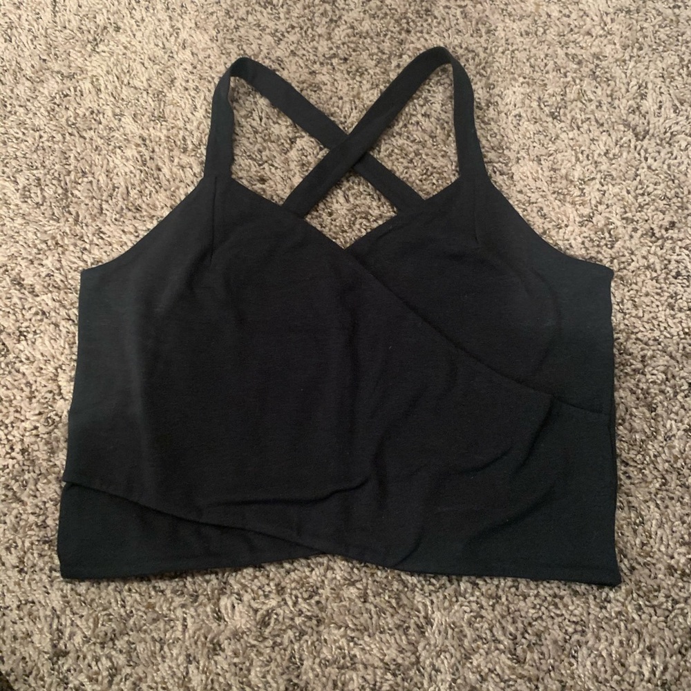 Abercrombie Black Wrap Crossover Cami Crop Top